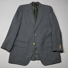 Vtg Palm Beach 46L Gray Hopsack Gold Button Blazer Sport Coat Jacket