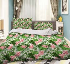 3D Floral Tropical Leaves Pink Quilt Cover Set Duvet Cover Bedding Pillowcases