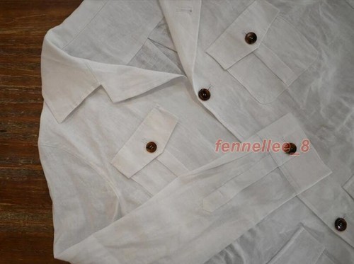 Men 100% Linen Outdoor Coat Safari Jacket Multi Pockets Hunting Coat Casual Tops - Picture 18 of 26
