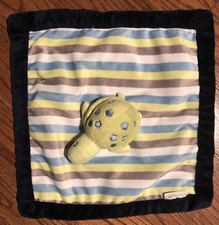 Carter's Turtle Blanket Lovey Green Blue White Tan Stripes Navy Border Security