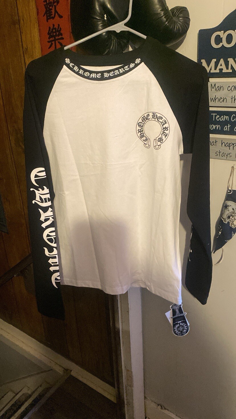 Chrome Heart Horse Shoe Baseball Shirt White/black