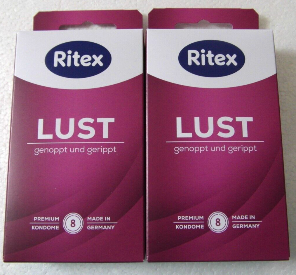 16 St. Ritex Lust ( 2x 8 Kondome ) genoppt und gerippt – Vegan – Made in Germany