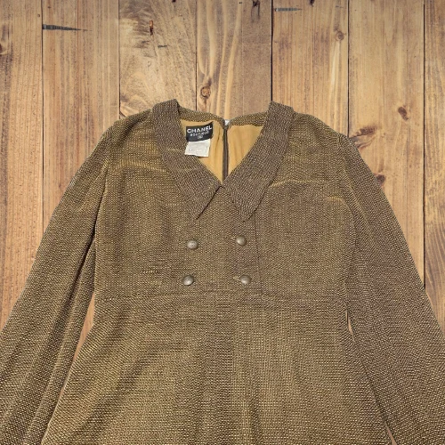 Abito Chanel tweed doppio colletto con bottoni cocco taglia 36 usa dalppone
