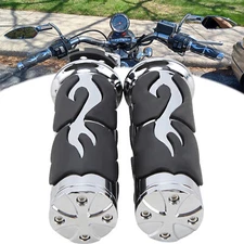 Custom Flame Chrome Hand grip For Universal Motorcycle with 1" 25mm Handlebar