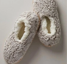Free People So Soft Sherpa Ballerina Slipper Socks, Gray/Ivory, Size S/M 5-7