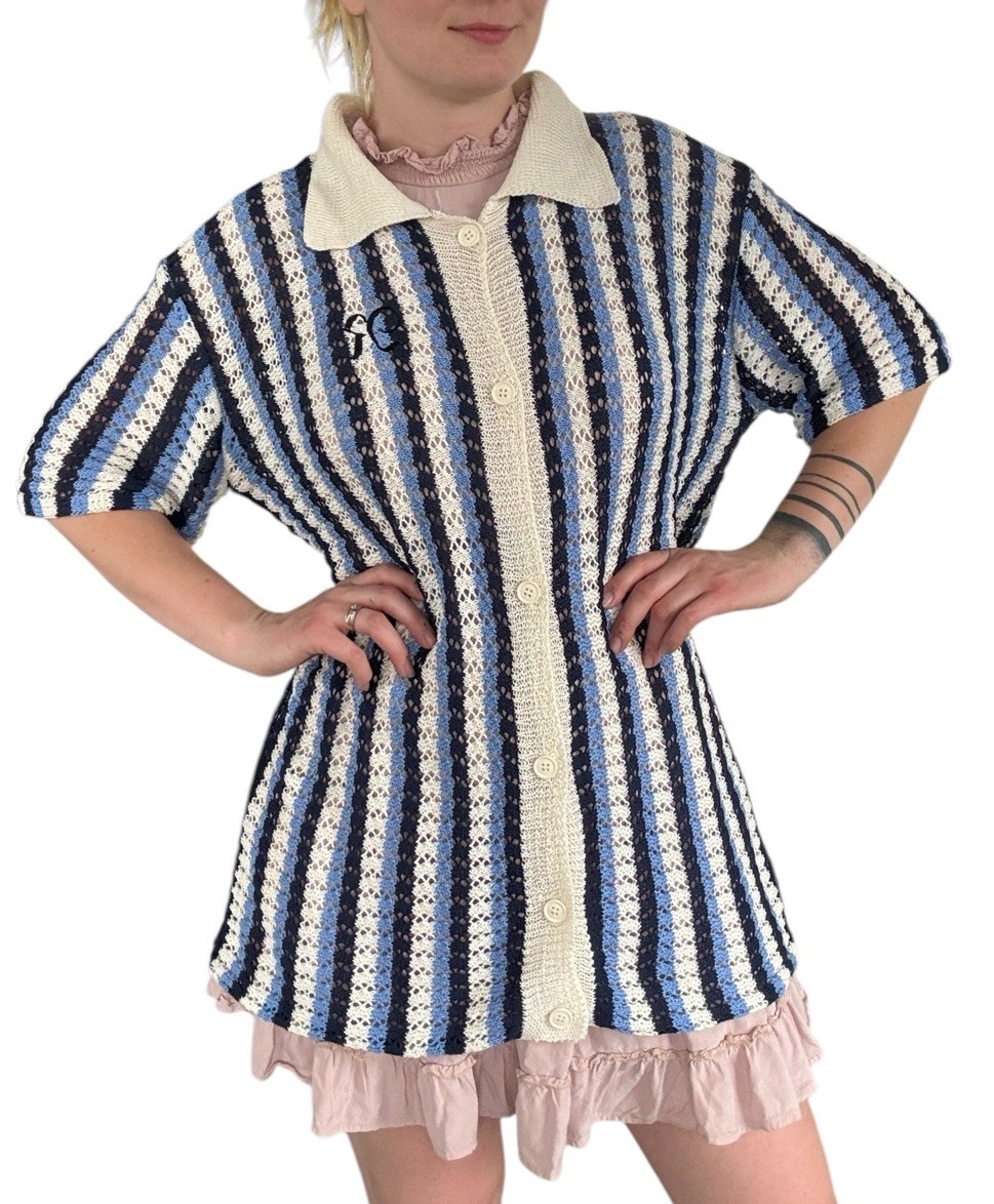 Empty Reference Unisex Knit Button Up Nautical Ca… - image 8