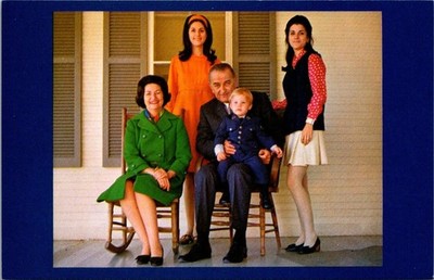 President and Mrs. Lyndon Baines Johnson with Daughters and Grandson Postcard