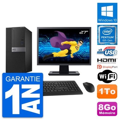 PC tour Dell 3040 Bildschirm 27 '' Intel G4400 RAM 8Go Platte 1To HDMI Windows 10