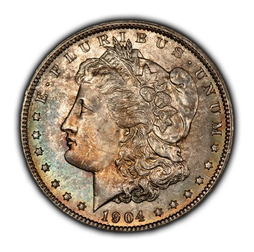 1904-O $1 Morgan Silver Dollar - Rainbow Pastel Toning - BU - SKU-D5594