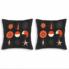 Set of 2 Decorative Throw Pillow Covers 18x18in -White Outlined Geometric Shapes