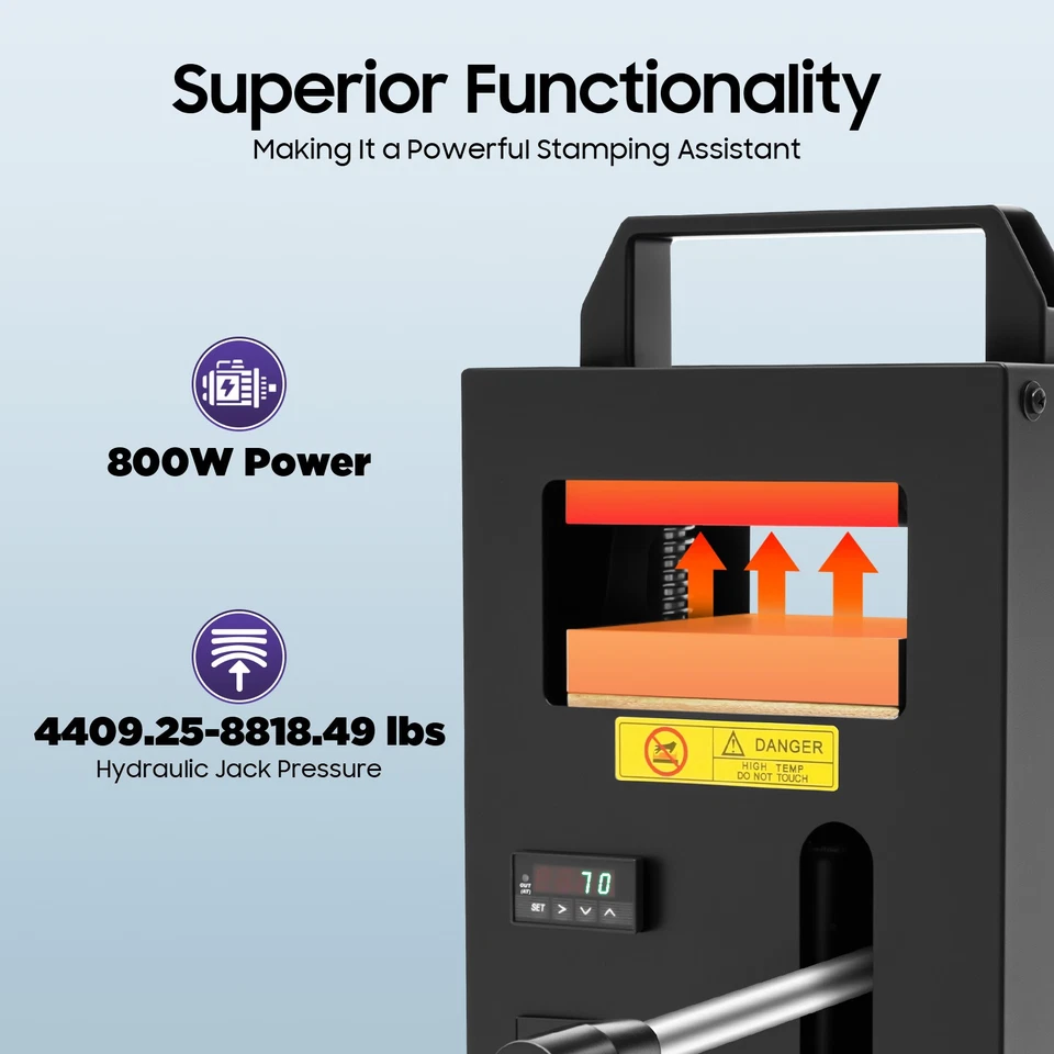 Prensa de calor hidráulica manual de 4 toneladas con placas térmicas dobles para estampado de aceite vegetal Foto 2 de 4