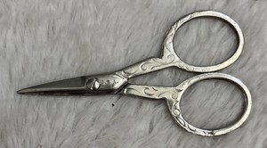 Vintage Silver Tone Embroidery Sewing Scissors 3" USA
