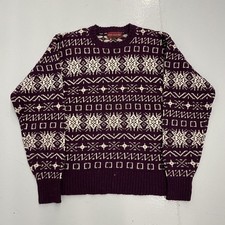 Vintage 90s John Ashford Purple Pattern Wool Sweater 1990s