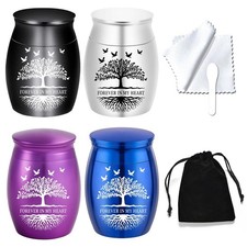4-Piece Set Color Small Keepsake Urn for Human Ashes - Forever in My Heart Tr...