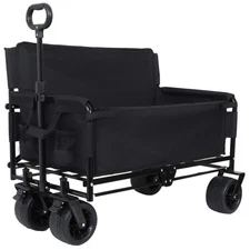 500lbs Heavy-Duty 3-in-1 Convertible Folding Wagon Cart with Bench Seat &Storage