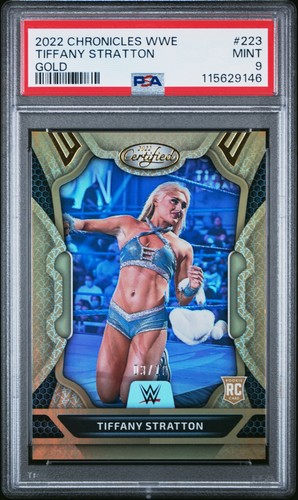 2022 Panini Chronicles WWE Tiffany Stratton #223 Gold 03/10 PSA 9
