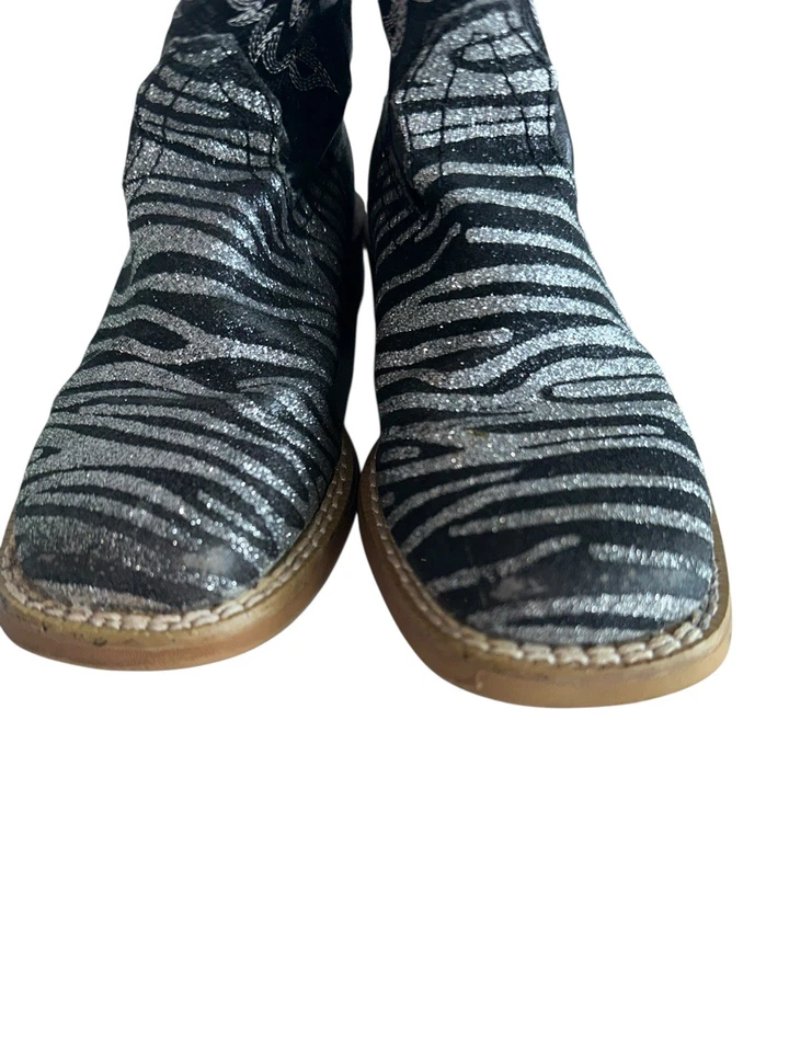 Botas de Vaquero Roper Niñas Brillo Cebra Puntera Cuadrada Talla 9 Negras Plateadas Foto 3 de 4