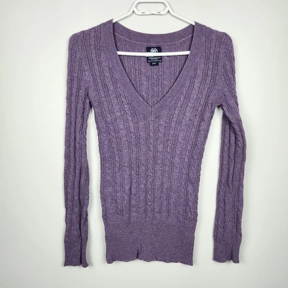 Elena Gilbert ASO Vampire Diaries Iconic Purple Cable Knit Sweater Size S Y2K - Изображение 2 из 4