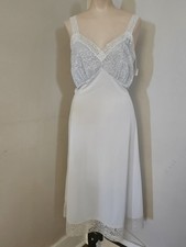 Vtg 60s Nylon Lace Blue Full Slip Nightgown New Old Stock Van Raalte Plus Size