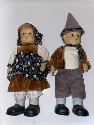 Vintage Hansel & Gretel Dolls Oumlet Co Porcelain Bisque 10 in Fully Jointed