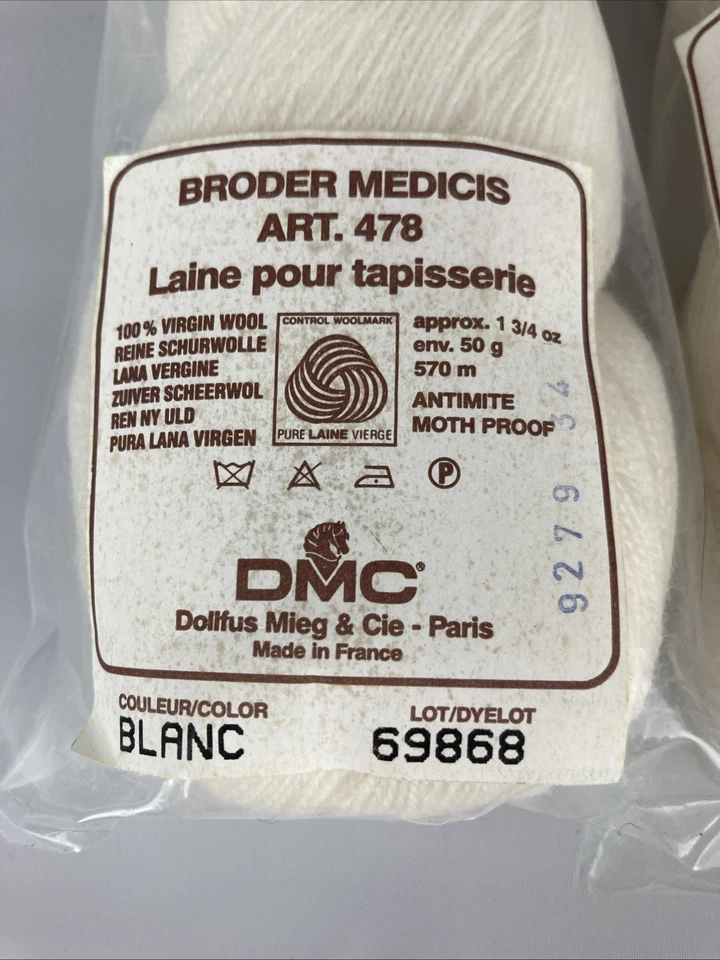 3x “BLANC” Broder Medicis HKS DMC Virgin Wool Thread SAME DYE LOT - Image 2 of 2
