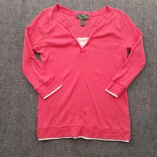 LRL Lauren Active Ralph Lauren Top Womens L Thermal Pink Lined Athleisure Preppy