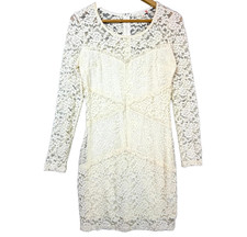 Guess Bodycon Mini Dress Womens Medium Beige Floral Lace Y2K Angelcore Feminine