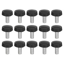 25Pcs M5-0.8x10mm Threaded Knurled Thumb Screws, Zinc Plated Carbon Steel Black