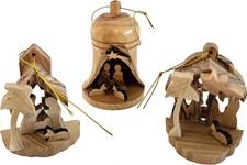 Holy Land Market Bethlehem Olive Wood Ornaments - Christmas Decorations with Nat