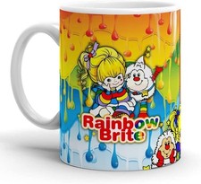 White Mugs Rainbow Tea Brite Christmas Birthday Cups Ceramic 11 Oz