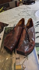 CYDWOQ Mens Hand-crafted Brown Leather Bicycle Toe Shoes 35
