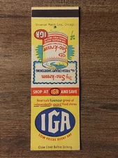 Vtg. IGA Grocery, Sno-Kreem Pure Vegetable Shortening, Matchcover  (XX13)