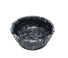 Vintage  1970's Hard Plastic Black & White Mottled DEEP-DISH ASH TRAY 4"