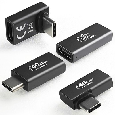 USB 4.0 Typ-C USB-C Adapter Metall 90° Winkeladapter Stecker Buchse 40 Gbps PRO