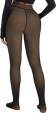 Fleece Lined Tights Women 300G Thick One Line Thermal Winter Small, Black