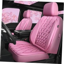 Piping Luxury Leather Car Seat Covers Cute Girly Two Front All Pink