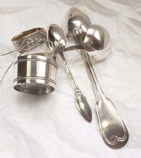 Lot Couverts Anciens Argent 950 + 1 Passoire À Thé Et 1 Rond De Serviette Enfant