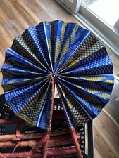 Ankara African Print Hand fan, Handheld Summer Fashion Foldable Women Hand fan