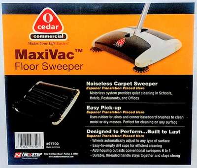 #ad Maxi Vac Floor Sweeper Noiseless Carpet Manual Push Broom NEW $45.00