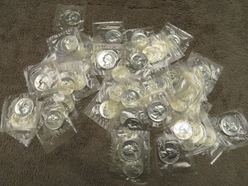 1964 Silver Proof Quarters still in Mint Cello from Original Sets-54 Total