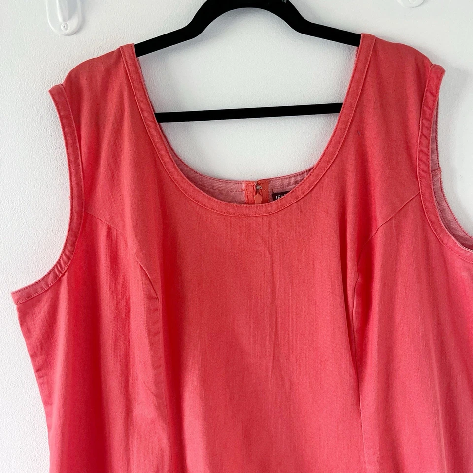 Jessica London Denim Jumper Sleeveless Maxi Dress Coral Orange Cotton Stretch 24 - Image 3 of 4