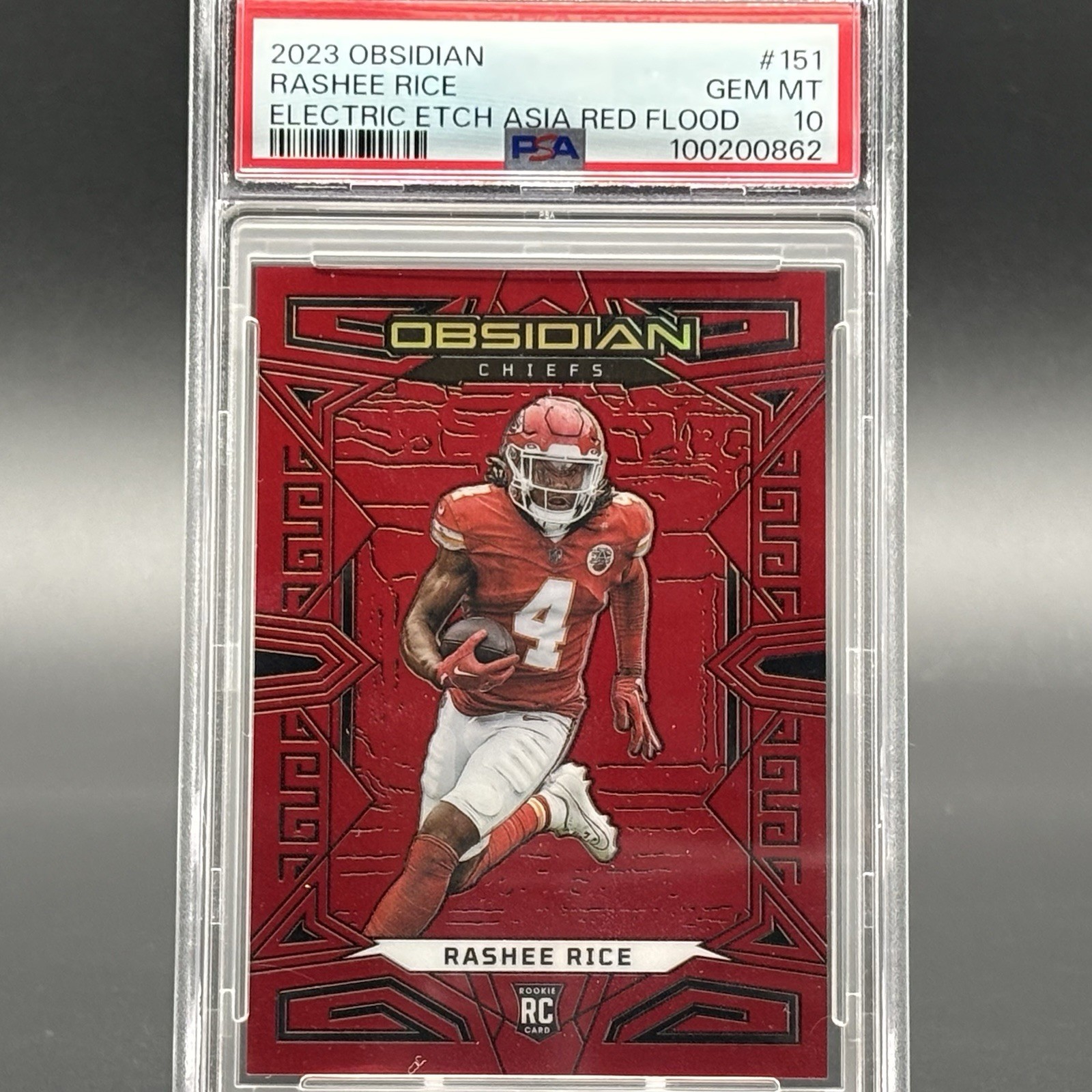 2023 Obsidian Rashee Rice Rookie Electric Etch Asia Red Flood PSA 10 #/90