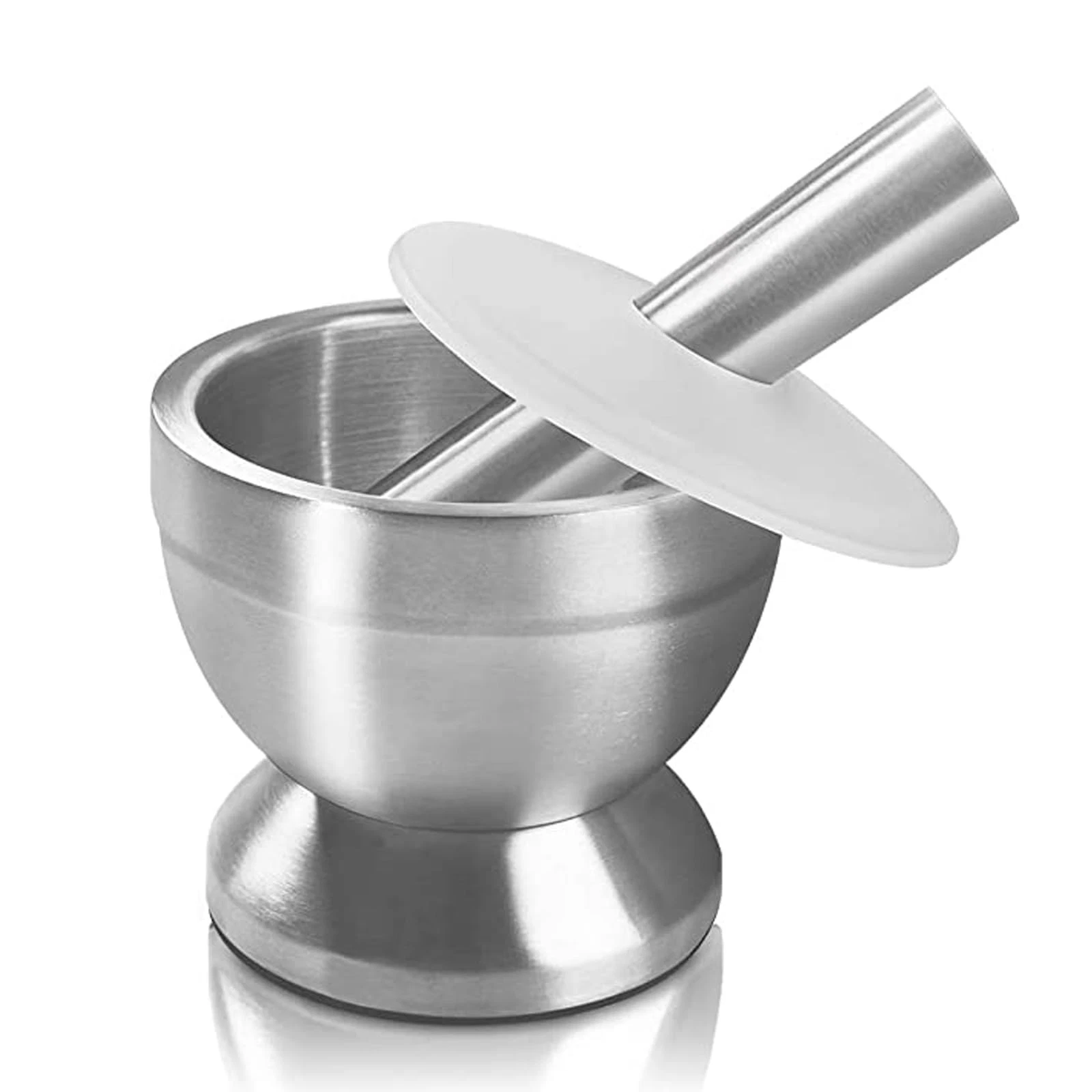 GOGLORYOD Stainless Steel Mortar and Pestle Set with Lid - Kitchen silver