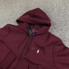 NEW Polo Ralph Lauren Hoodie Mens L Red Purple Full Zip Sweatshirt Jacket Pony