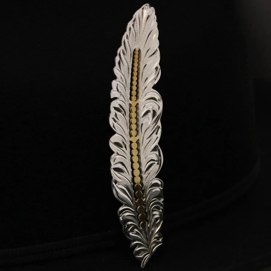 Tombstone Silversmith Feather (Pluma de Plata) for Cowboy Hat Sombrero or Texana