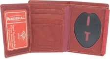 Marshal Leather Wallet Badge Holder Sheriff Officer ID Police Shield Security...