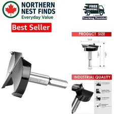 Resharpenable 3-1/4" Forstner Drill Bit with Hex Shank Design for Woodwork