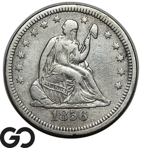 1856 Seated Liberty Quarter, Choice XF