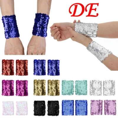 RANRANN DE Unisex Pailletten Armband Manschetten Oversleeve Handschuhe Zubehör für Party