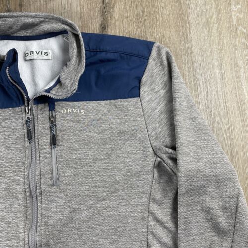 ORVIS Fishing Full Zip Jacket Men’s Large Heather Gray Blue Trim Fleece Lined - Picture 6 of 20